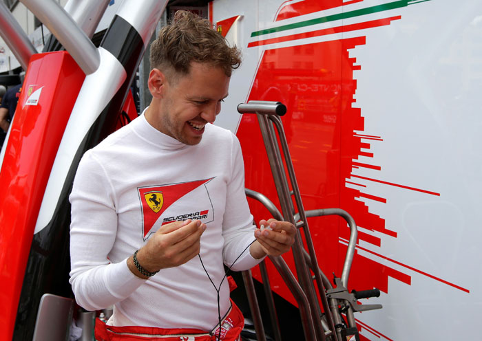 Ferrari's Sebastian Vettel before the start of the second free practice session of the Monaco Grand Prix Thursday. — Reuters