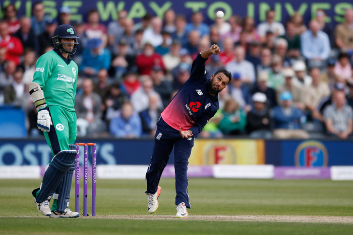 England's Adil Rashid in action