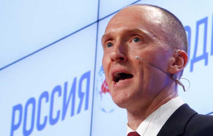 One-time adviser of US President Donald Trump Carter Page addresses the audience during a presentation in Moscow in this Dec. 12, 2016 file photo. — Reuters