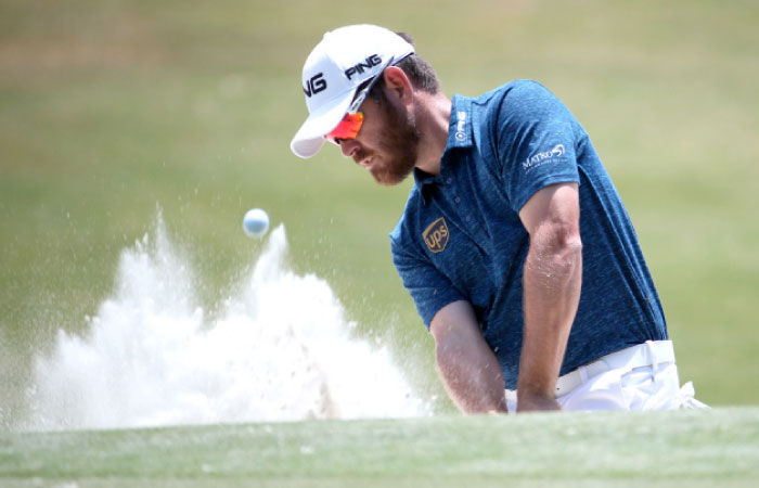 Louis Oosthuizen hits from a bunker during the second round of The Players Championship Golf Tournament in Ponte Vedra, Florida, Friday. — Reuters