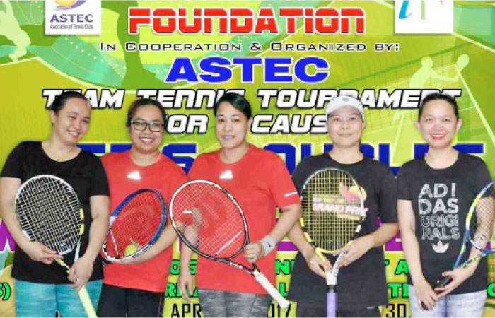 JIS (Jeddah International School) Tennis Club — Ladies Division Lower Mix finalists (L-R) Gemalyn Tores, Jade Callueng, Bevs Osteria, Donna Cuevas and Khristina Endriga