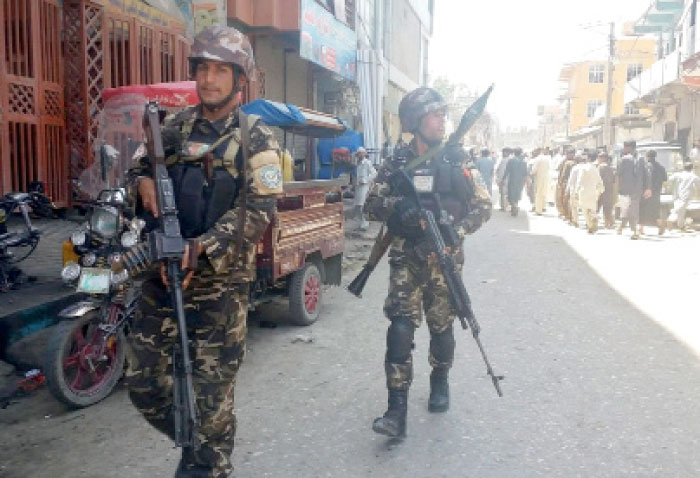 Afghan security forces arrive at the site of an attack in Jalalabad city, eastern Afghanistan, on Wednesday. — Reuters