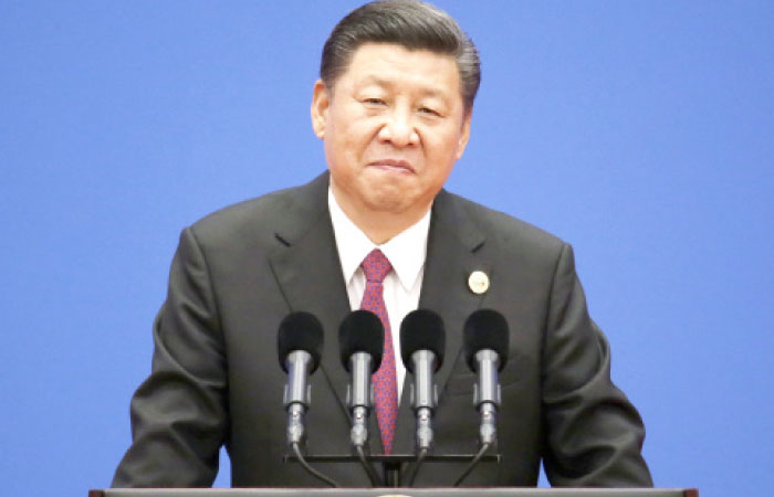 Chinese President Xi Jinping attends a news conference at the end of the Belt and Road Forum in Beijing on Monday. — AP