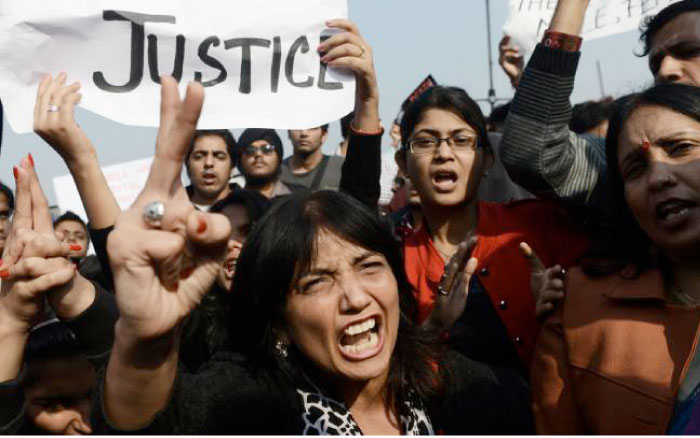 Indian demonstrators shout slogans during a protest calling for better safety for women following the rape of a student, in front of the Government Secretariat and Presidential Palace in New Delhi in this Dec. 22, 2012 file photo. — AFP