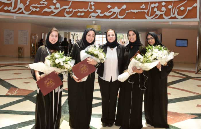 Award winning law students of Dar Al-Hekma University were feted at a ceremony on Sunday. — Courtesy photo