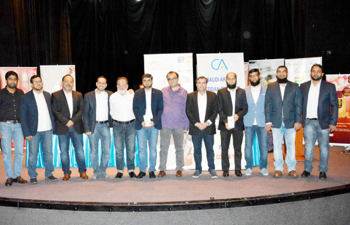 Executive Members of JCICAI with Top 3 Raffle Winners (L to R): Taher Kapadia, Ravish Tatli, Omar Saraswala, Nadeem Bhamla, A. A. Merchant, Irfan Bhimdiwala (2nd Winner), Gani Pasta (3rd Winner), Sajjadali Gulamhussein, Furqan Misarwala (1st Winner), Sajid Razvi, Huzefa Saylawala and Tariq Syed