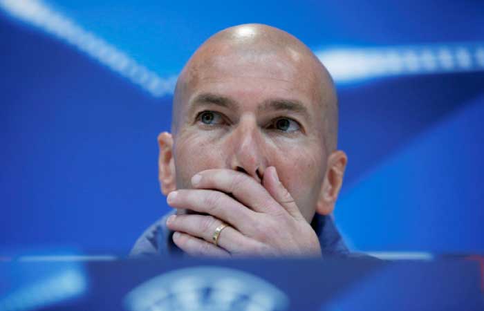 Real Madrid's coach Zinedine Zidane attends news conference at the Valdebebas training grounds, Madrid, Spain, on Monday. — Reuters