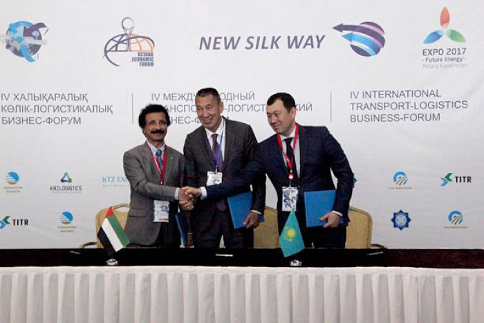 DP World Group Chairman and CEO Sultan Ahmed bin Sulayem at the signing of the agreements with Kazakhstan government officials in Astana