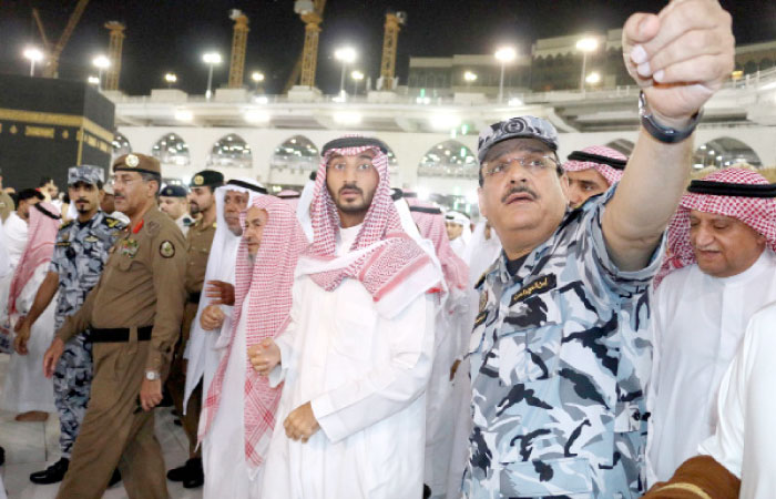 Deputy Emir of Makkah Prince Abdullah Bin Bandar Bin Abdul Aziz made an inspection tour late Saturday to check the progress of work in the Grand Mosque in Makkah and review the Ramadan plan. He also inspected the third Saudi expansion utilities and visited Al-Haram Hospital. The third Saudi expansion of the Grand Mosque will raise its capacity to 1.85 million worshipers. — SPA