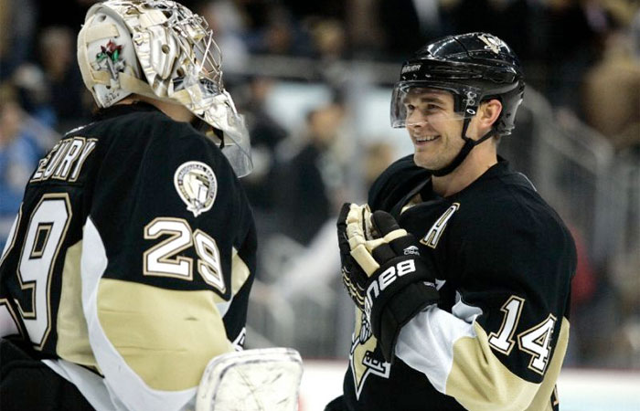 Chris Kunitz (R) and Marc-Andre Fleury are among the most high-profile players available in this week's draft for the expansion Vegas Golden Knights who will make their NHL debut in the 2017-18 season. — AFP