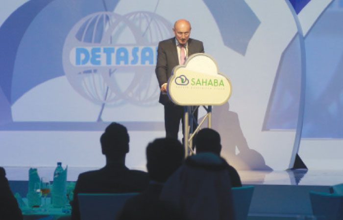 German Ambassador Dieter Haller speaking during the launching ceremony of  ‘Sahaba’ in Riyadh Tuesday. — Courtesy photos