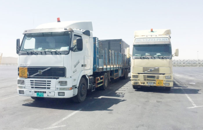 Trucks are seen at the Abu Samra border crossing in Qatar. — Reuters