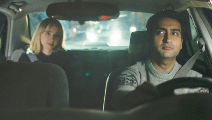 This image released by Lionsgate shows Kumail Nanjiani and Zoe Kazan in a scene from, “The Big Sick.” - AP